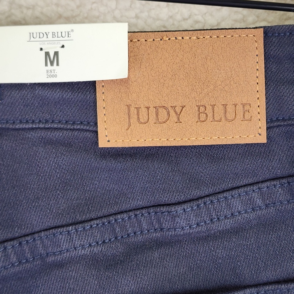 Judy Blue High Waist Tummy Control Cuffed Denim Shorts Navy JB150270 Women M - Picture 5 of 11